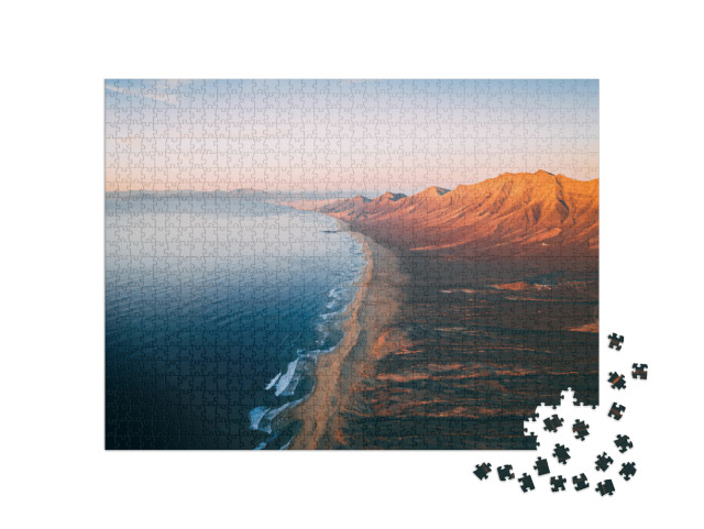 Aerial View Panorama of Cofete Beach Valley in Fuertevent... Jigsaw Puzzle with 1000 pieces