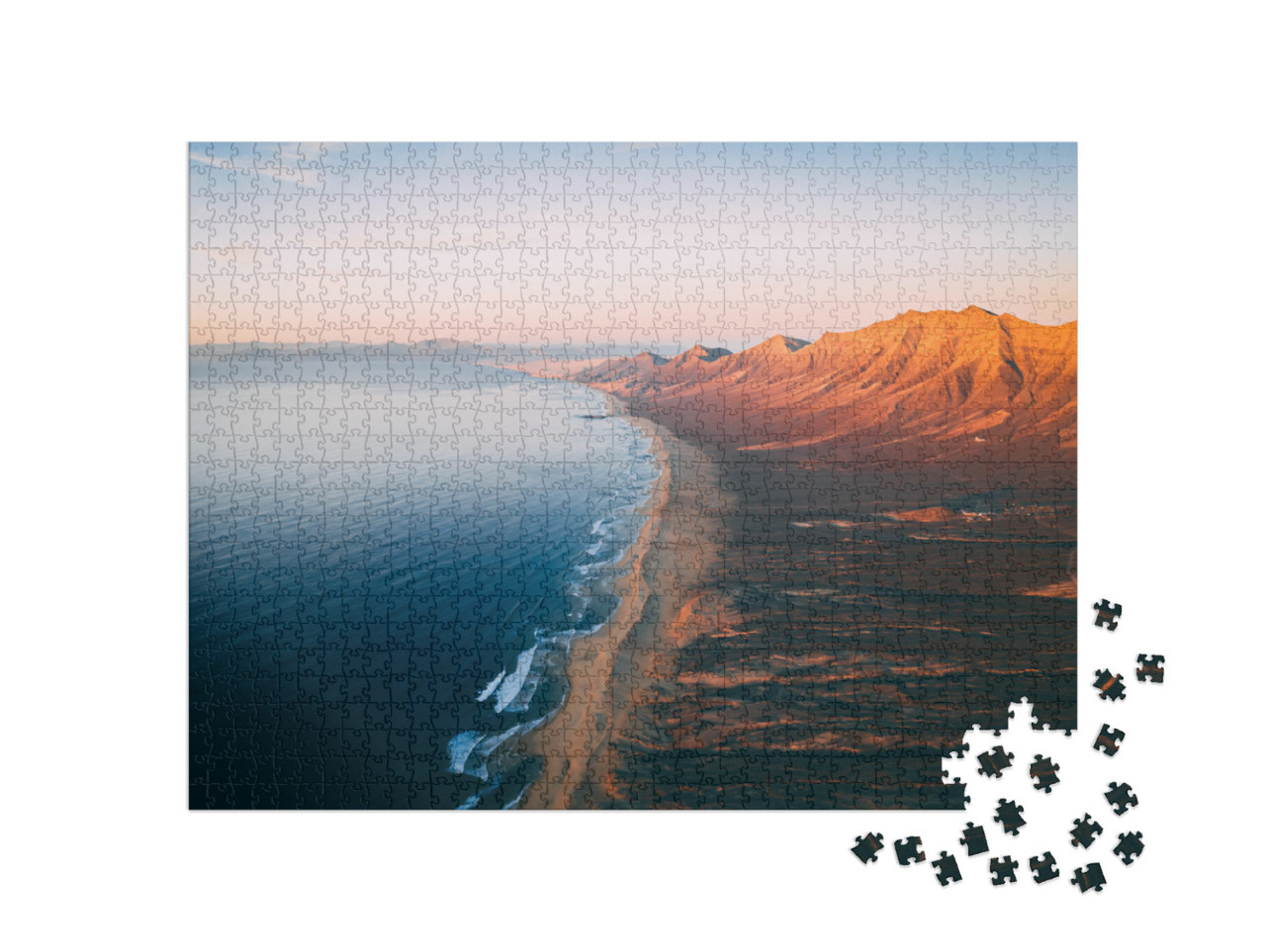 Aerial View Panorama of Cofete Beach Valley in Fuertevent... Jigsaw Puzzle with 1000 pieces