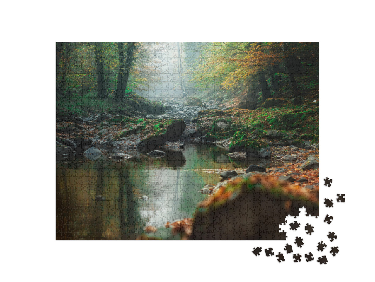 Fairy Forest, a Green Stream in Fall. Beautiful Natural B... Jigsaw Puzzle with 1000 pieces