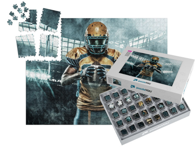 American Football Sportsman Player on Stadium with Lights... | SMART SORTED® | Jigsaw Puzzle with 1000 pieces