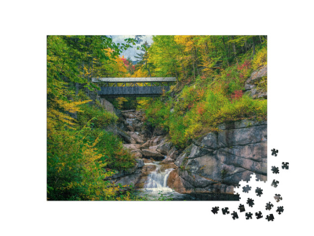 Sentinel Pine Covered Bridge, Near Lincoln, New Hampshire... Jigsaw Puzzle with 1000 pieces