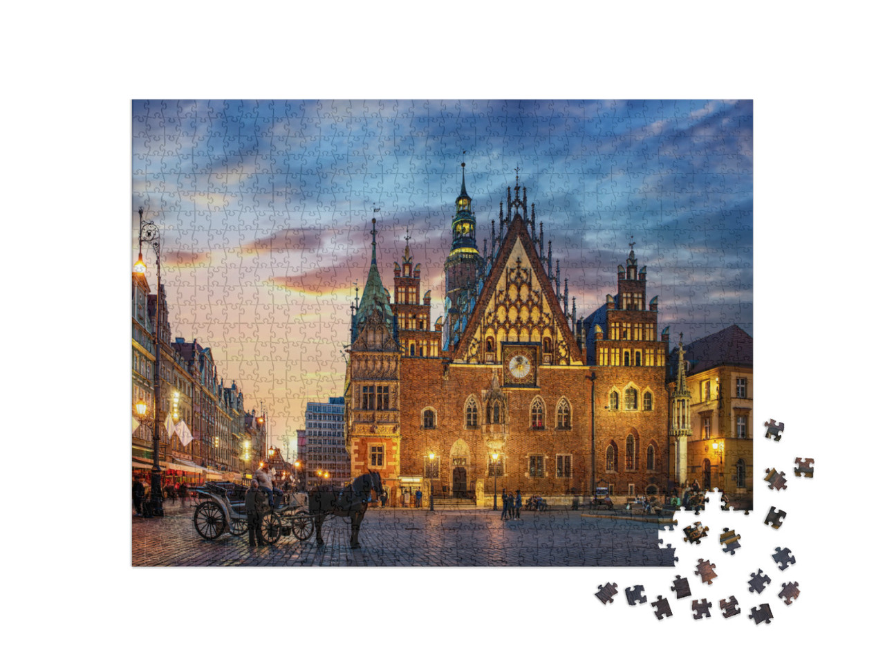 Wroclaw Central Market Square with Old Houses, Town Hall... Jigsaw Puzzle with 1000 pieces