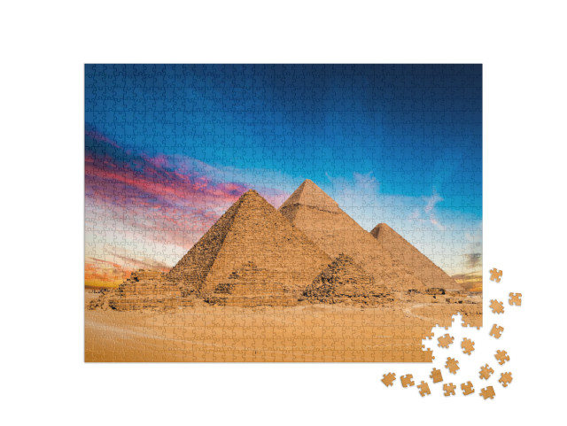 Great Pyramids of Giza, Egypt, At Sunset... Jigsaw Puzzle with 1000 pieces