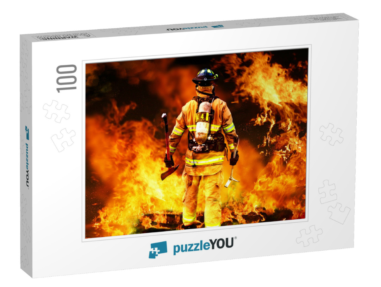 In to the Fire, a Firefighter Searches for Possible Survi... Jigsaw Puzzle with 100 pieces