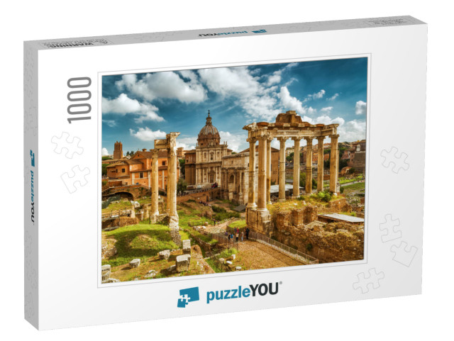 View of Roman Forum with Temple of Saturn, Rome, Italy. O... Jigsaw Puzzle with 1000 pieces