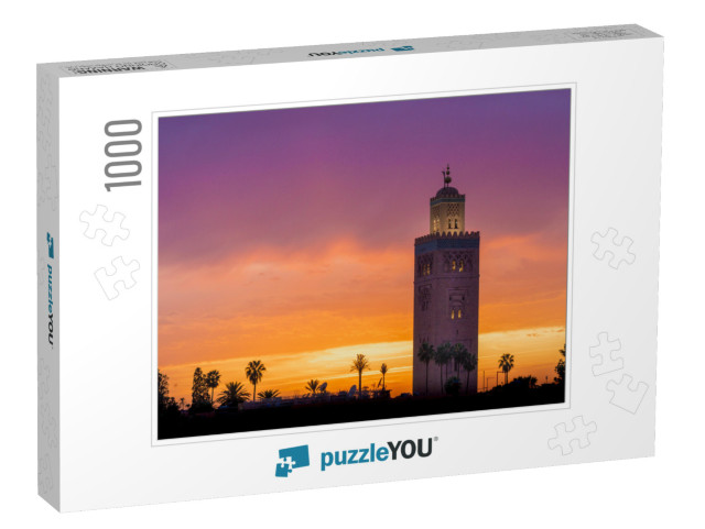 Koutoubia Mosque in Marrakech Morocco with a Beautiful Pu... Jigsaw Puzzle with 1000 pieces