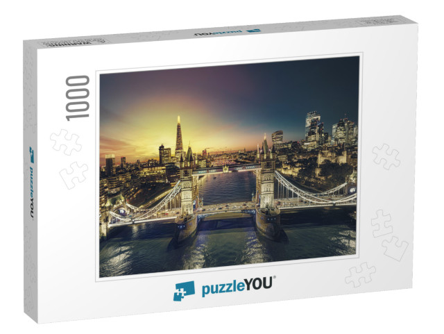 Sunset in London. Business Modern District View... Jigsaw Puzzle with 1000 pieces