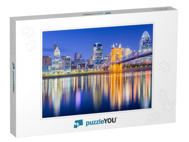 Cincinnati, Ohio, USA Skyline on the Ohio River At Dusk... Jigsaw Puzzle