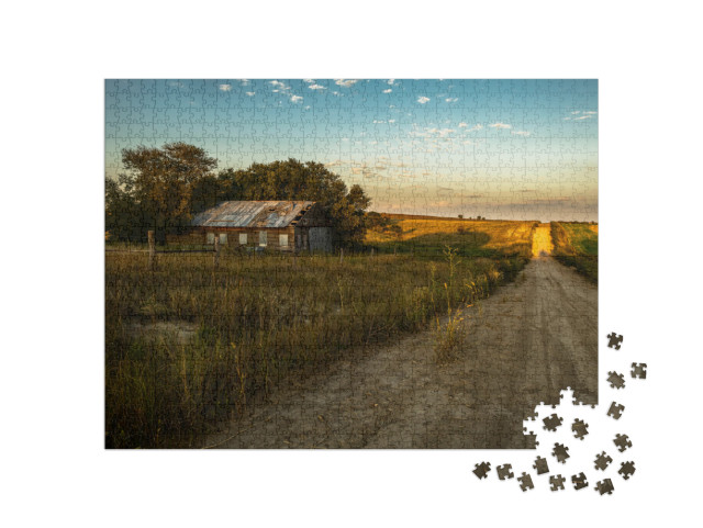 Dirt Road At Sunset in Phillipsburg, Kansas... Jigsaw Puzzle with 1000 pieces