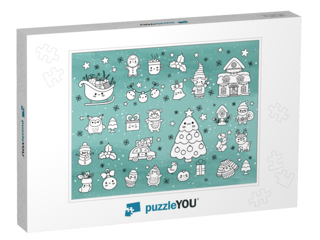 Christmas felt-tip pen coloring puzzle Jigsaw Puzzle