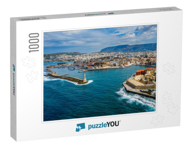 Panoramic Aerial View from Above of the City of Chania, C... Jigsaw Puzzle with 1000 pieces