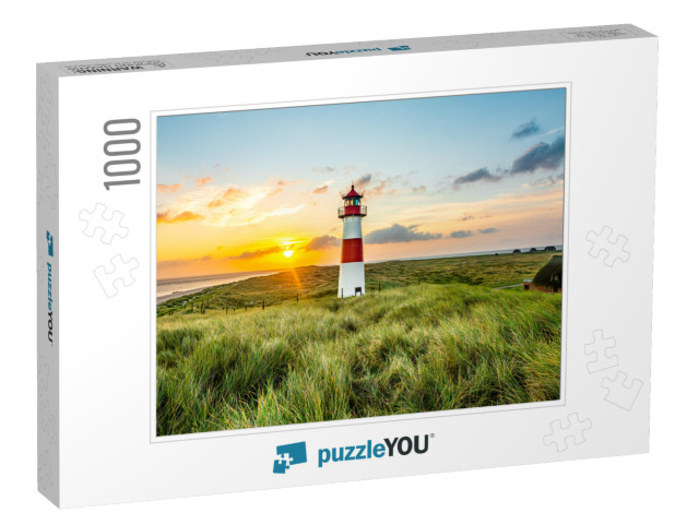 Sunrise At Lighthouse in List on the Island of Sylt, Schl... Jigsaw Puzzle with 1000 pieces