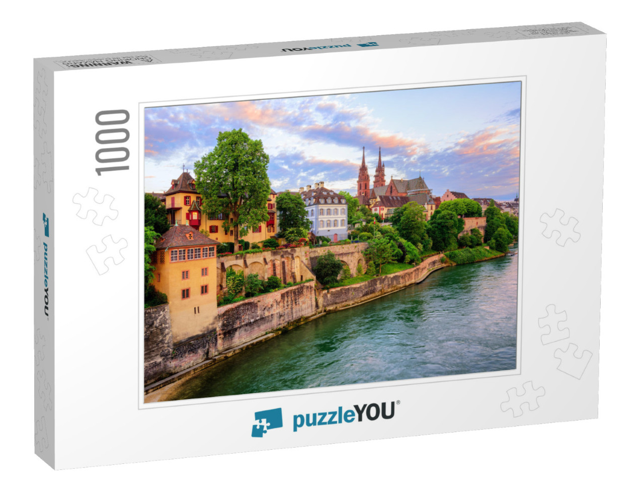 The Old Town of Basel with Red Stone Munster Cathedral &... Jigsaw Puzzle with 1000 pieces