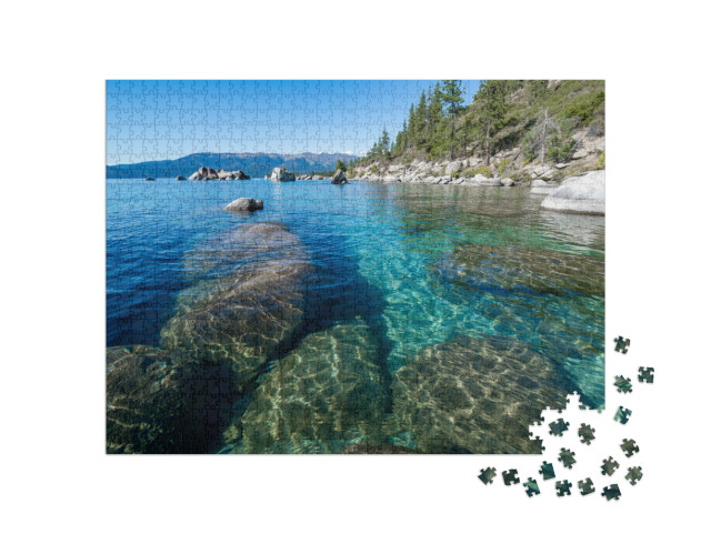 Usa, Nevada, Washoe County, Lake Tahoe. Granite Boulders... Jigsaw Puzzle with 1000 pieces