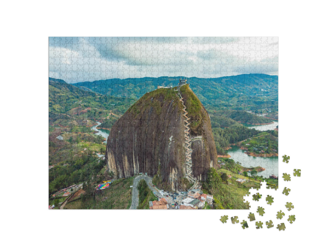 Aerial of Large Granite Rock in Guatape, Colombia Medelli... Jigsaw Puzzle with 1000 pieces