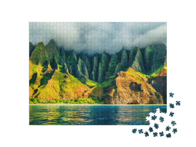 Na Pali Coast, Kauai, Hawaii View from Sea Sunset Cruise... Jigsaw Puzzle with 1000 pieces