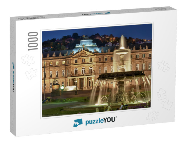 Fountain At Neues Schloss Stuttgart, Germany... Jigsaw Puzzle with 1000 pieces