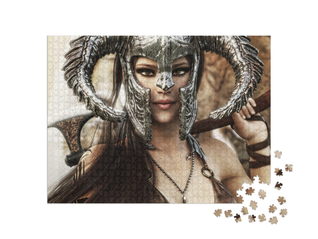 Beautiful & Deadly Fantasy Warrior Female Wearing a Tradi... Jigsaw Puzzle with 1000 pieces