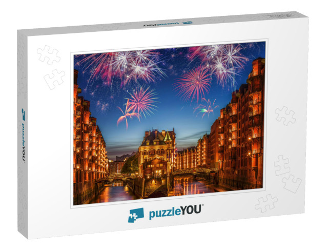 Fireworks in Hamburg Germany During New Years Celebration... Jigsaw Puzzle