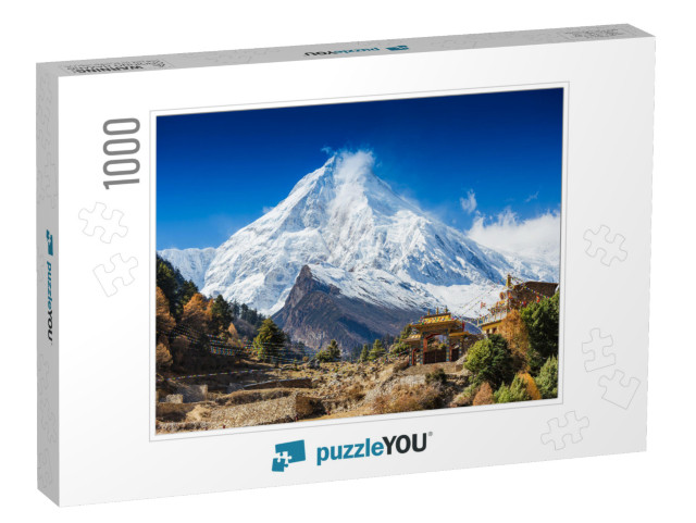 Himalayas Mountain Landscape. Mt. Manaslu in Himalayas, N... Jigsaw Puzzle with 1000 pieces