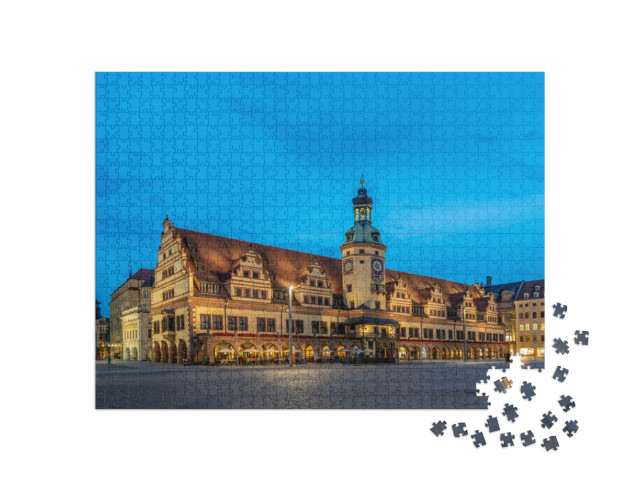 Old Town Hall At Blue Hour, Leipzig, Germany... Jigsaw Puzzle with 1000 pieces