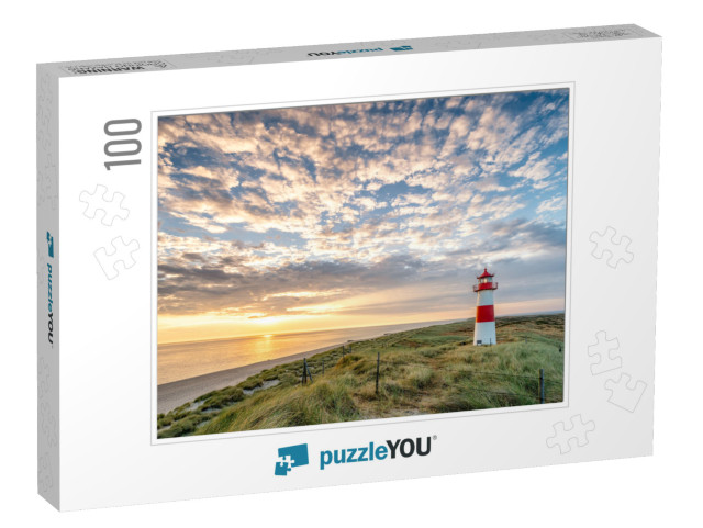 Red Lighthouse on the Island of Sylt in North Frisia, Sch... Jigsaw Puzzle with 100 pieces