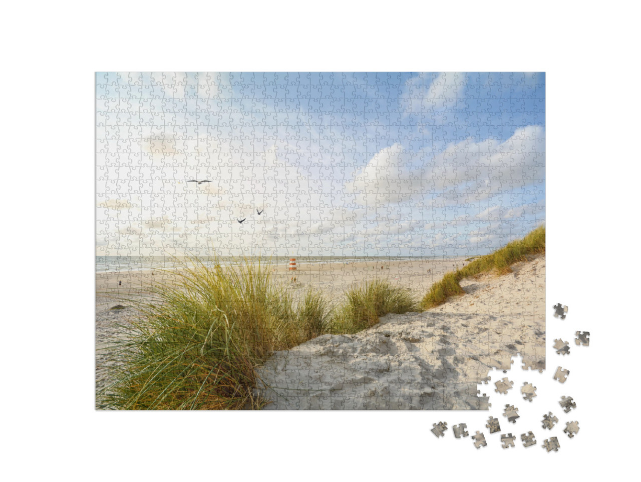 View to Beautiful Landscape with Beach & Sand Dunes Near... Jigsaw Puzzle with 1000 pieces