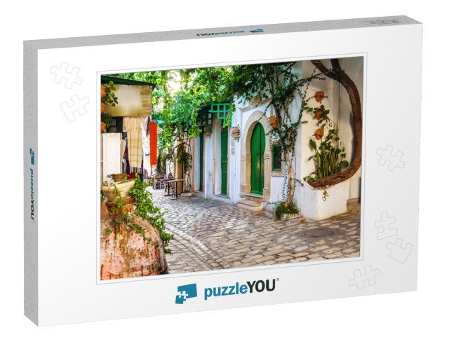 One of Beautiful Streets of Medina in Mahdia. Tunisia... Jigsaw Puzzle