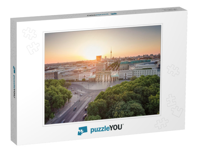 The Brandenburg Gate in Berlin At Sunrise, Germany... Jigsaw Puzzle