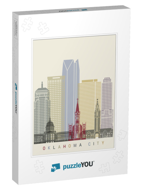 Oklahoma City Skyline Poster in Editable Vector File... Jigsaw Puzzle