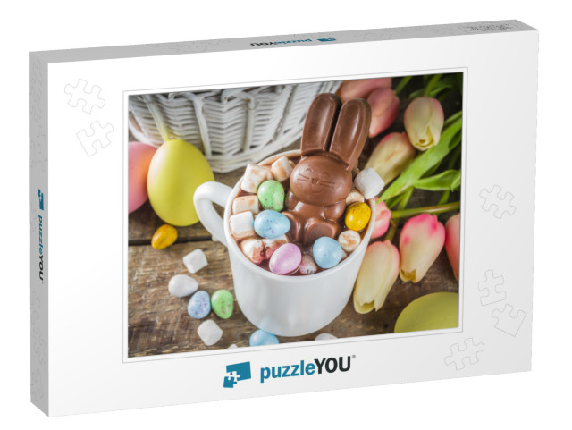 Easter Hot Chocolate with Chocolate Bunny Rabbits. Easter... Jigsaw Puzzle