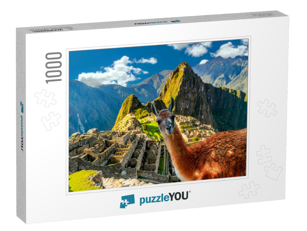 Funny Scene with Llama Standing At Machu Picchu Overlook... Jigsaw Puzzle with 1000 pieces