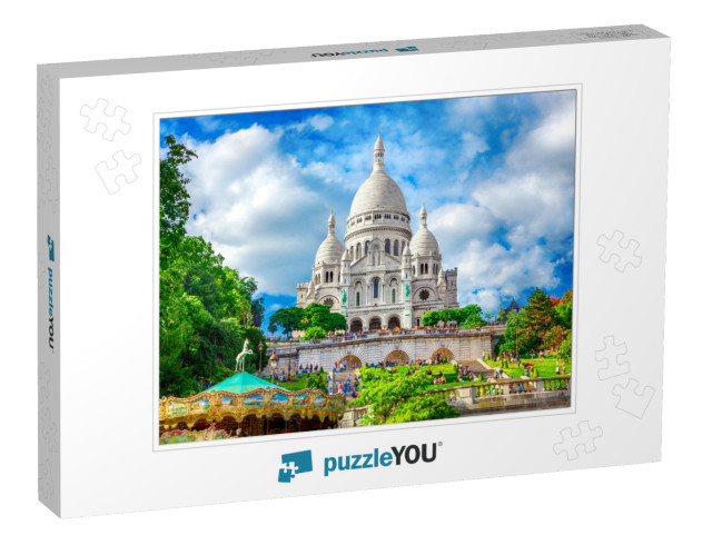 Basilica Sacre Coeur in Montmartre in Paris, France... Jigsaw Puzzle