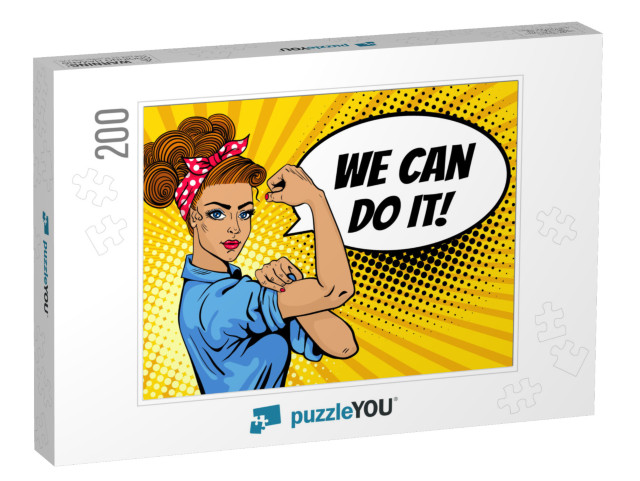 We Can Do It Poster. Pop Art Sexy Strong Girl. Classical... Jigsaw Puzzle with 200 pieces