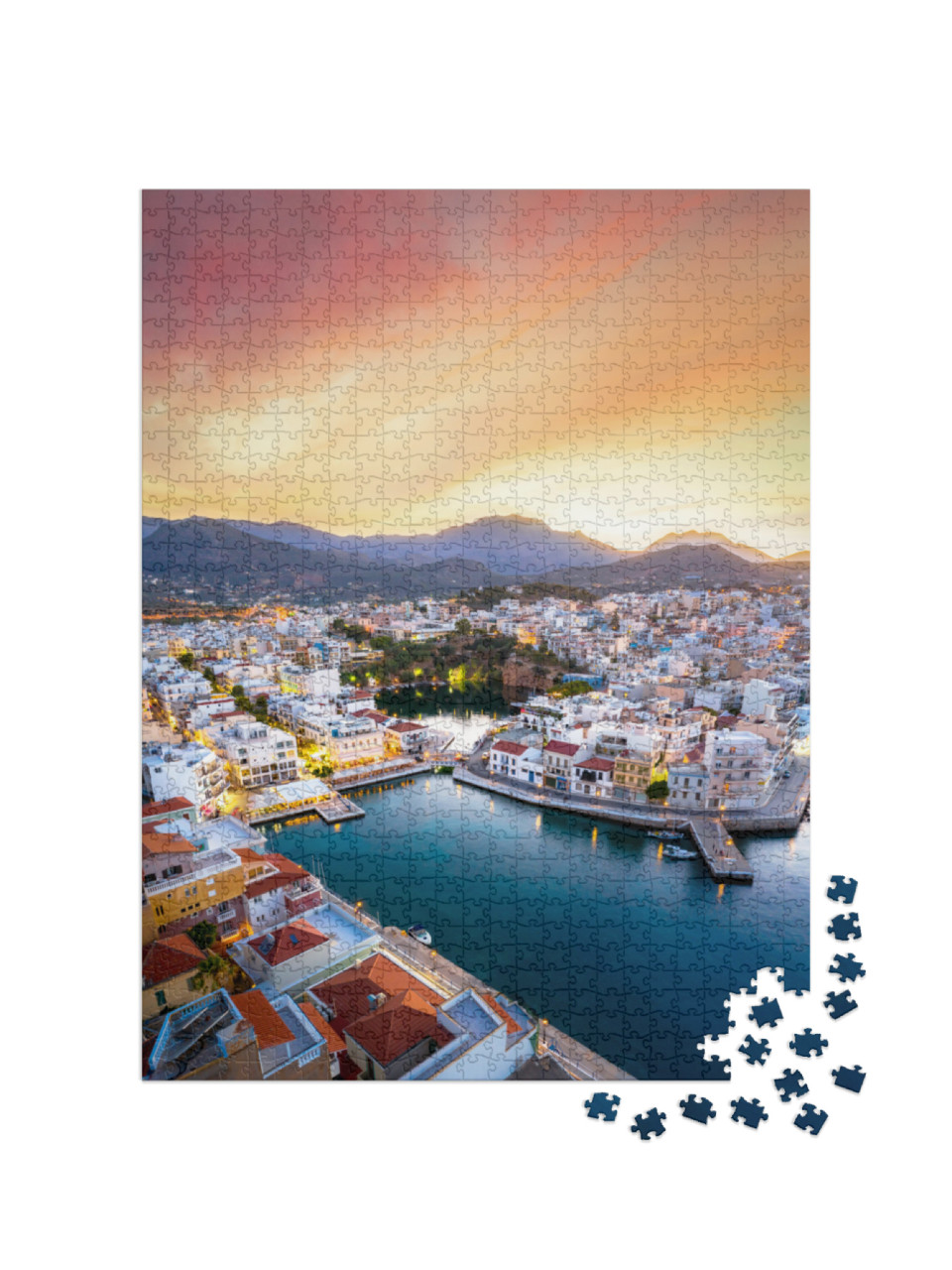 The Lake Voulismeni in Agios Nikolaos, a Picturesque Coas... Jigsaw Puzzle with 1000 pieces