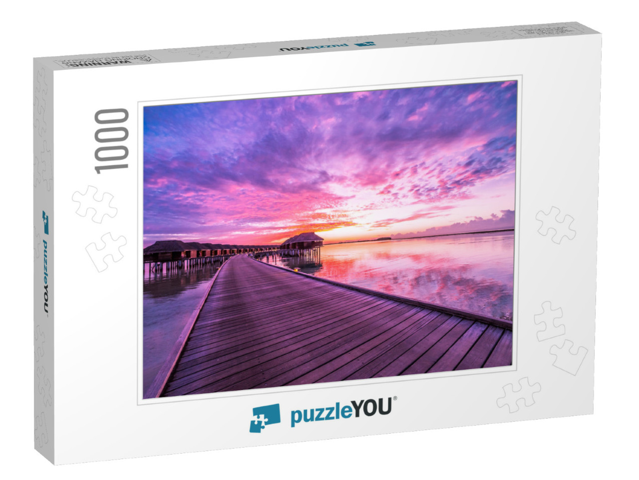 Colorful Sunset Over Ocean on Maldives... Jigsaw Puzzle with 1000 pieces