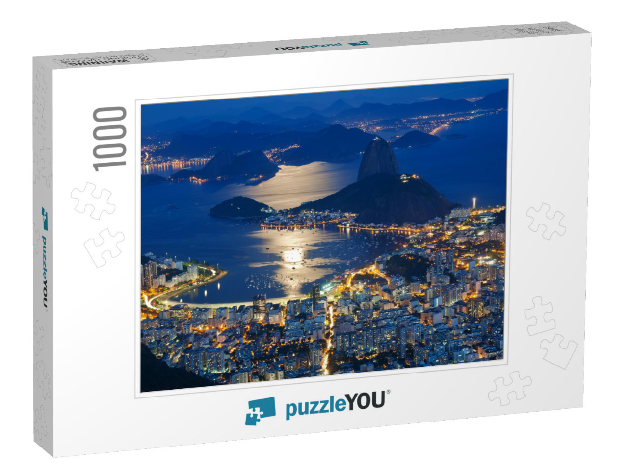 Night View of Mountain Sugar Loaf & Botafogo in Rio De Ja... Jigsaw Puzzle with 1000 pieces