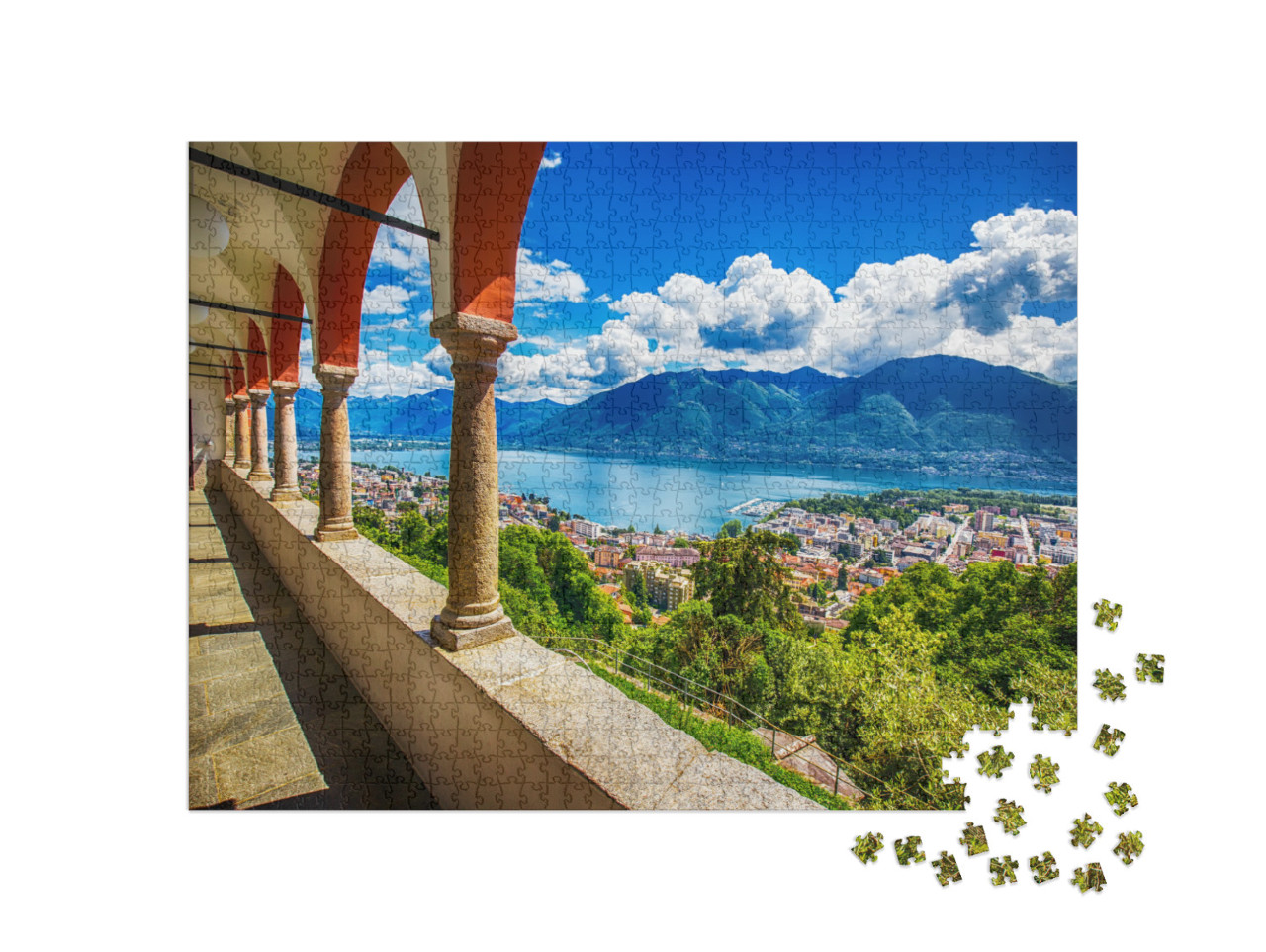 Beautiful View to Locarno City, Lake Maggiore Lago Maggio... Jigsaw Puzzle with 1000 pieces