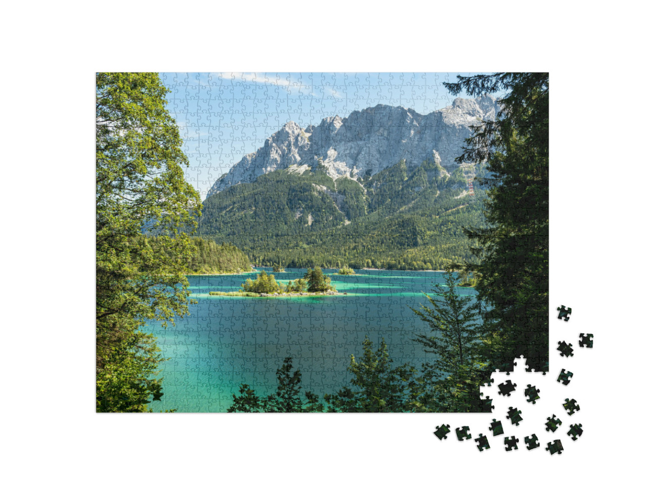 View on the Beautiful Zugspitze Mountain & the Eibsee in... Jigsaw Puzzle with 1000 pieces