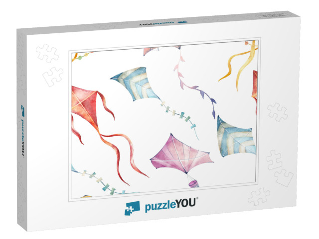 Watercolor Hand Drawn Seamless Pattern with Illustration... Jigsaw Puzzle