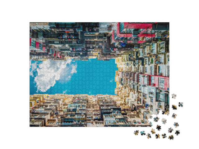 Looking Up At Old Building to Sky in Perspective View... Jigsaw Puzzle with 1000 pieces