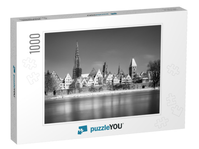 Black & White Classic View of City Ulm with River Danube... Jigsaw Puzzle with 1000 pieces