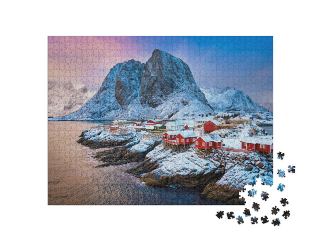 Famous Tourist Attraction Hamnoy Fishing Village on Lofot... Jigsaw Puzzle with 1000 pieces