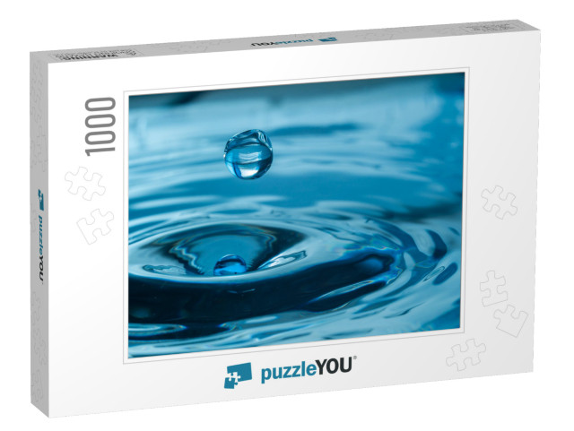 Water Drop Splash in a Glass Blue Colored... Jigsaw Puzzle with 1000 pieces