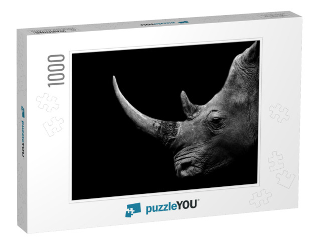 Dangerous Big Horn Rhino Face... Jigsaw Puzzle with 1000 pieces