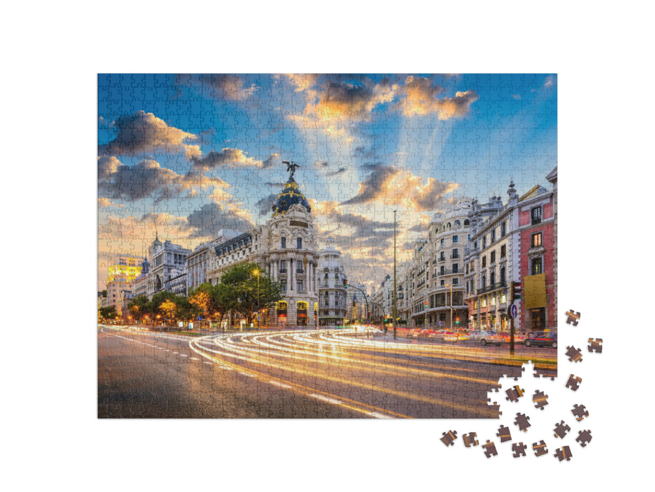 Madrid, Spain Cityscape At Calle De Alcala & Gran Via... Jigsaw Puzzle with 1000 pieces