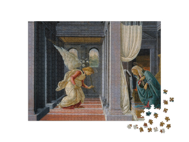 The Annunciation, by Botticelli, 1485-92, Italian Renaiss... Jigsaw Puzzle with 1000 pieces