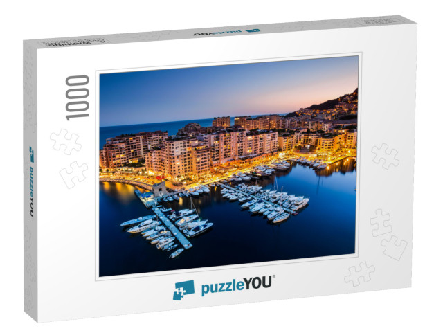 Night View on Fontvieille & Monaco Harbor... Jigsaw Puzzle with 1000 pieces