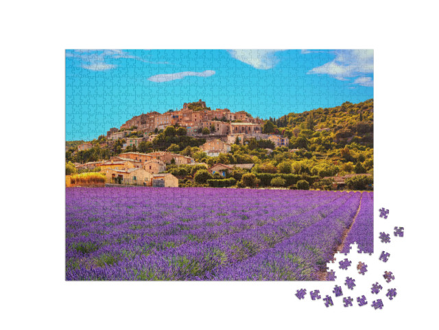 Simiane La Rotonde Village & Lavender. Provence, France... Jigsaw Puzzle with 1000 pieces