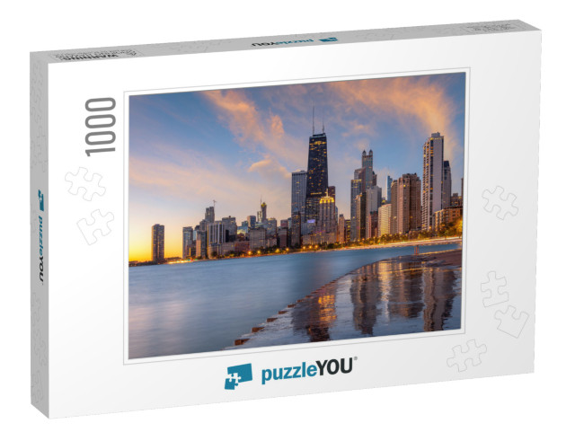 Chicago, Illinois, USA Downtown City Skyline on Lake Michi... Jigsaw Puzzle with 1000 pieces